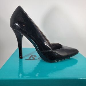 Bellini Vibe Black Patent Stiletto Pumps 4 Inch Heels Faux Leather Macy's Size 9